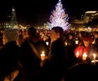Hundreds gather during a candlelight vigil to support the victims of Sandy Hook Elementary.