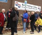 A line forming at an Early Voting Center in Rockville, Maryland.