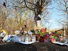Während die Polizei den gewaltsamen Todes eines Babys aufklärt, nehmen Berliner Bürger in Hellersdorf Anteil an der Tat. Am Fundort des Leichnams in einem Waldstück stellten sie Kerzen und Kuscheltiere auf. Foto: dpa