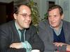 Der damals Noch-PDS-Vorsitzende Gregor Gysi (links) und der designierte Parteivorsitzende Lothar Bisky am 24. Januar 1993 am Rande des Brandenburger Landesparteitags. Foto: dpa