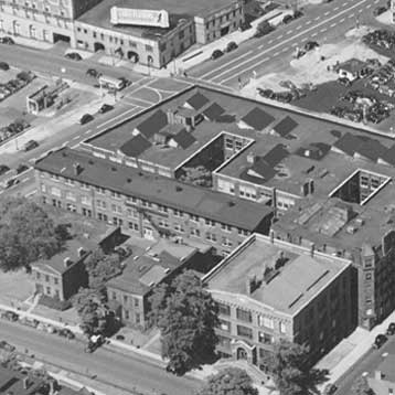 Black and white image of the initial RIT campus