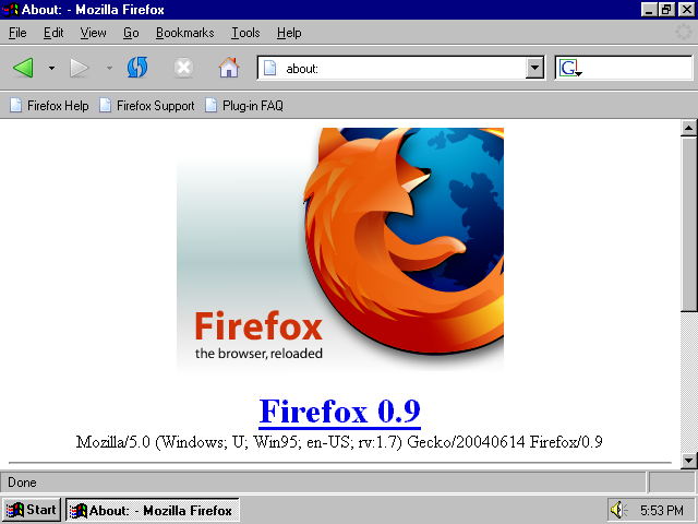 [Mozilla Firefox 0.9 screenshot]
