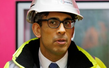 Prime Minister Rishi Sunak at a tour of a combined heat and power plant in Kings Cross